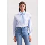 SEIDENSTICKER - Blouse - Lichtblauw/Wit - Klassieke Blouse - Lange Mouw