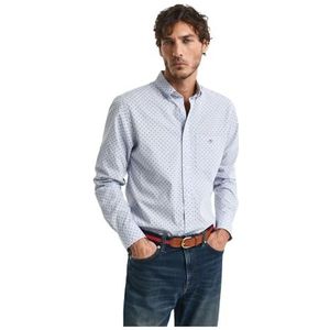 GANT - Longsleeve - Katoen - All-over Microprint - Button-down Kraag
