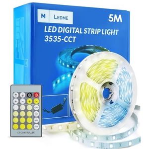 LEDME - Ledstrip, 12 V, 3535, 300 leds, 5 meter, DCT, verstelbaar, 2700 K-6500 K, superheldere ledstrips voor feestjes, bals, woondecoratie.