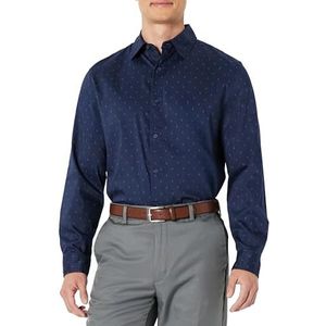 Amazon Essentials Regular-fit overhemd met lange mouwen voor heren, marineblauw geo-print, L