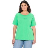 Ulla Popken - Shirt - Mintgroen - Effen - Halve Mouw - Normale Pasvorm