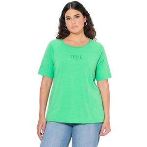 Ulla Popken - Shirt - Mintgroen - Effen - Halve Mouw - Normale Pasvorm