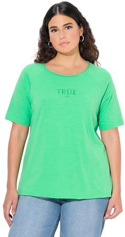 Ulla Popken - Shirt - Mintgroen - Effen - Halve Mouw - Normale Pasvorm