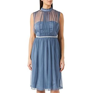 ESPRIT Collection Tule jurk met parels, 420/Grey Blue., L