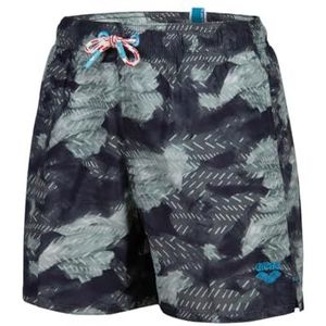 arena Boy's Water Prints Beach Boxer Ao Strandshorts voor jongens, Asfalt-multi, 14-15 Jaar