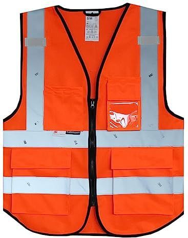 Salzmann Reflecterende vest met hoge zichtbaarheid - Gemaakt van 3M reflecterend materiaal - Met 4 voorzakken en ritssluiting