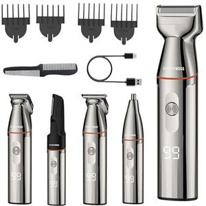 BarberBoss - Kit Tondeuse à Barbe - 5 in 1 - Inclus Tondeuse à Cheveux en Staal - USB-C Opladen