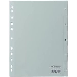 Durable 650510 Tabbladen met bedrukte tabs 1-5, 5-delig, A4 staand, PP, grijs