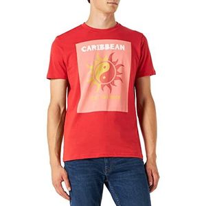 Springfield Caribbean T-shirt met print, rood, M voor heren