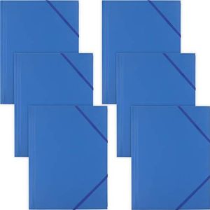 D.RECT 9084 6 stuks verzamelmappen, postmappen van PP met elastiek, elastiek van plastic blauw