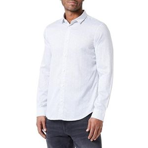 Armani Exchange Heren regular fit, lange mouwen, micro wit Exagon shirt, Weiß, M