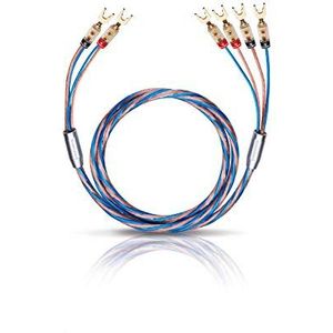 OEHLBACH Bi-Tech 4 L 200 - luidsprekerkabelset Bi-Wiring verzilverd 2x2,5/2x4,0 mm² met kabelschoenconnector - 2 x 2 m - blauw/koper