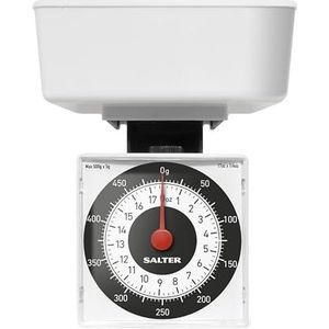 Salter 022 WHDR Dietary Mechanical Kitchen Scale, Compact for Travel/In Bag, 500g Capacity, Measures in 5g Increments, Precise Portion Control, No Batteries, White, 15 Year Guarantee