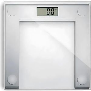 Wintem Personenweegschaal van gehard glas met digitaal lcd-display met een maximale draagkracht van 150 kg – licht en ultradun, ideaal voor transport met comfortabele antislipvoeten