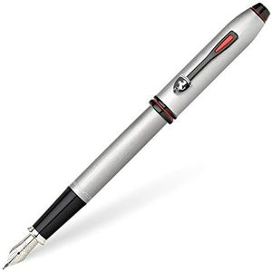 Cross Townsend Ferrari vulpen (F-veer, patroonkleur: zwart, incl. premium geschenkdoos) chroom/aluminium grijs