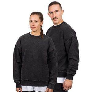 Blackskies Oversized Heavyweight Crewneck Sweater | Streetwear Luxe Sweats Heren Dames Trui Sweatshirt Sweater - Zwart Vintage - XX Large