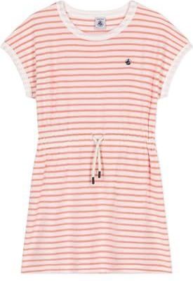 PETIT BATEAU - Katoenen Gestreepte Jurk - Abrikoos - Katoen