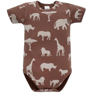 Pinokio Body korte mouw, safari, 100% katoen bruin, Afrikamspatroon, jongens 62-92 (74), bruin safari, 74 cm