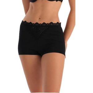 Dagi Black Fashion Gebreide Boxer Regular Waist Lace Short Leg Boyshorts, Zwart, L, zwart, L