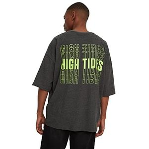 Trendyol Heren Antraciet-mannelijk oversized T-shirt, antraciet, S