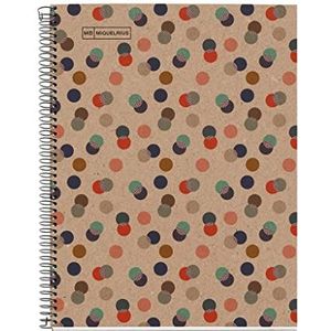 Miquelrius - Notitieboek, 100% gerecycled, 1 gekleurde strip, A4, 80 geruite vellen 5 mm, papier 80 g, 4 gaten, omslag van gerecycled karton, design eco-confetti