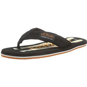 s.Oliver heren 17108 teenslippers, Zwart Zwart Oranje 061, 45 EU