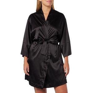 Emporio Armani Dames Dames Satijnen Kimono Eternal Lace Nightgown, zwart, L/XL