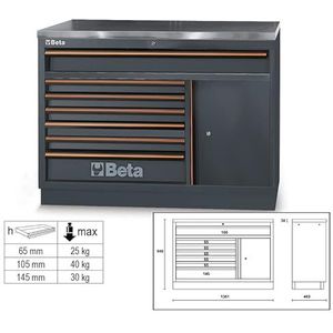 BETA Moduli Piano Inox 7 CASS+Anta M7A/X PRO, Acciaio Inossidabile, Nero, Unica