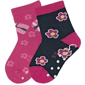 Sterntaler ABS-sokken, dubbelpak, bloemen/lieveheersbeestjesmotief, magenta, 19-20 EU