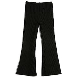Koton Girls Basic Flare Broek, elastische tailleband, geribbeld, zwart (999), 5-6 Jahre