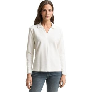 TOM TAILOR T-shirt met lange mouwen voor dames, 10315 - Whisper White, XXL
