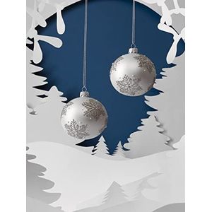 2 Glas Xmas kerstballen met glitter sneeuwvlok patroon