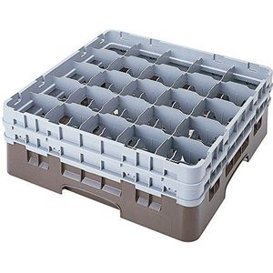 Cambro 30S638 Camrack polypropyleen manden voor steel en bekerglazen met 30 vakken, 1/1 maat, bruin, 7,94 cm diameter, 17,4 cm maximale hoogte, 3 stuks