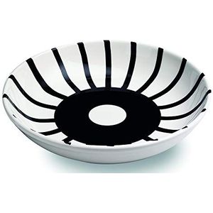 Zafferano Dalmata - Porseleinen rijstsportioneerder, diameter 300 mm, kleur zwart-wit, balkenpatroon, vaatwasmachinebestendig