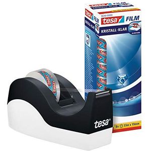 tesa Easy Cut Plakdispenser ORCA - antislip, eenvoudig in gebruik, schone snit - met 8 rollen tesafilm kristalhelder 33 m: 19 mm