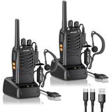 JUCJET 88E - Walkie Talkie - Handheld Radio - 16-kanaals - Zwart - Inclusief Type-C Oplaadkabel en USB-oplaadstation