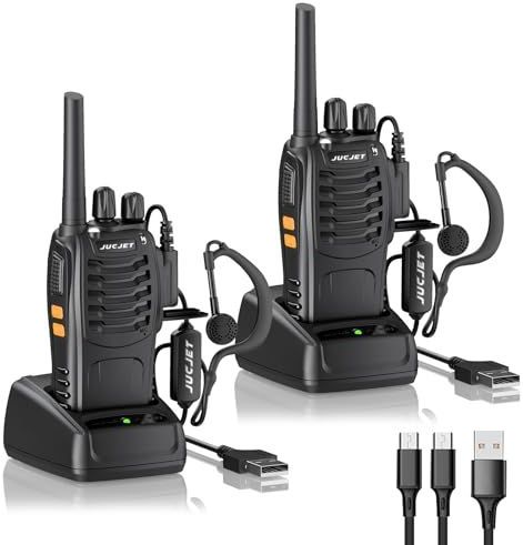 JUCJET 88E - Walkie Talkie - Handheld Radio - 16-kanaals - Zwart - Inclusief Type-C Oplaadkabel en USB-oplaadstation