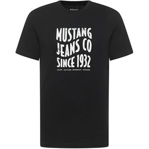 MUSTANG - Style Austin - Shirt met Korte Mouwen - Zwart - Met Logoprint
