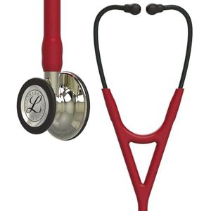 3M Littmann Cardiology IV Diagnostische Stethoscoop, borststuk en steel met champagnekleurige afwerking, bordeauxrode slang, roestvrijstalen headset, 27 inch, 6176