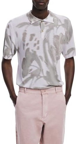 T-shirt - Multicolor - Polo met Korte Mouwen - Regular Fit - Knoopkraag - Abstracte Kleurverloopprint