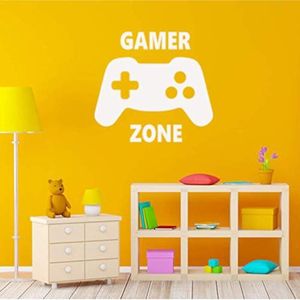 EmmiJules Muurtattoo Gamer Zone - Made in Germany - in verschillende maten en kleuren - Jongen Speelkamer Playstation XBox console woonkamer Muursticker (80cm x 80cm wit)