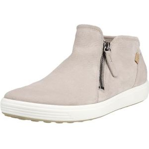 ECCO Dames Soft 7 Side Zip Bootie Sneaker, Grijs Rose Nubuck, 35/35 EU, Grijs Rose Nubuck, 2/2.5 UK