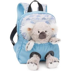 Rugzak 21x26 cm lichtblauw met knuffelpluche Koala 25 cm - Afneembaar pluche speelgoed, zacht en pluizig - kleuterrugzak met knuffeldier voor 2-5-jarige jongens en meisjes