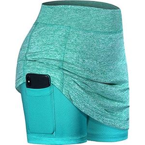 Blevonh Vrouwen Tennis Rokken Inner Shorts Elastische Sport Golf Skorts met Zakken, Turkoois, XXL