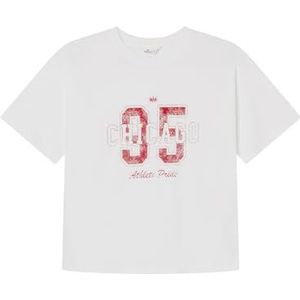 Springfield Nieuw structuurhemd met borduurwerk in de boom, bruin, maat XS