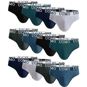 Channo UOMO Heren Katoenen Slips – Veelkleurig, 12-pack, 3XL