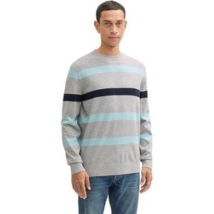 TOM TAILOR heren trui, 37010 - Grijs Blauw Navy Stripe, 3XL