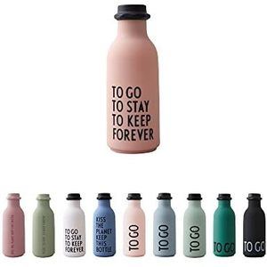 Design Letters TO GO Nude Drinkfles, BPA-vrij, 500 ml, lekvrij, mat zacht oppervlak, vaatwasmachinebestendig, Tritan waterfles in Scandinavisch design