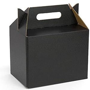 Picknickbox, maxi, van kraftpapier, zwart, voor feestjes, eten, restaurants, afmetingen 24 x 16 x 18 cm, 10 stuks