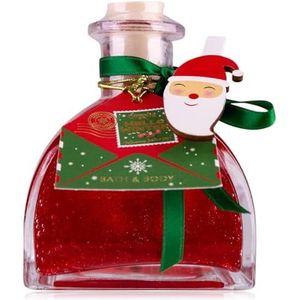 Accentra Bubble Bath HELLO WINTER Badschuim, Doucheschuim, Douchegel in een grote glazen fles met kerstdecoratieclip, geur: Winter Apple, damescadeau Kerstrood